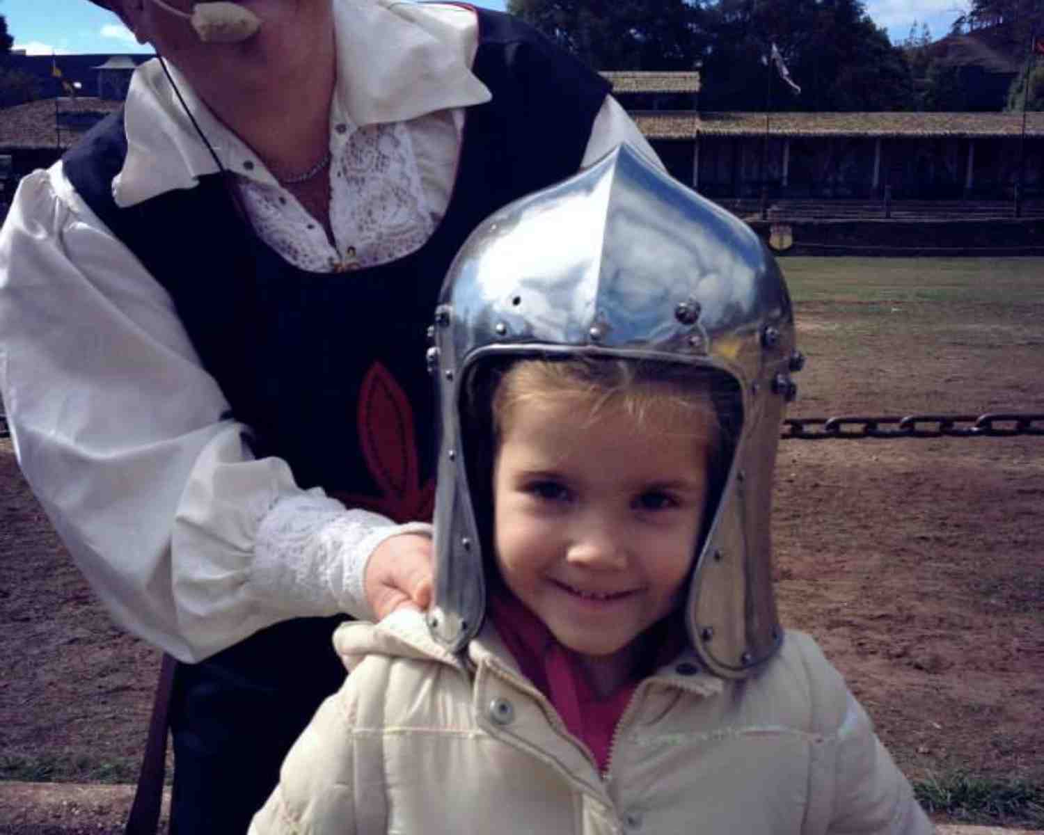 Try on helmets at Kryal Castle Ballarat