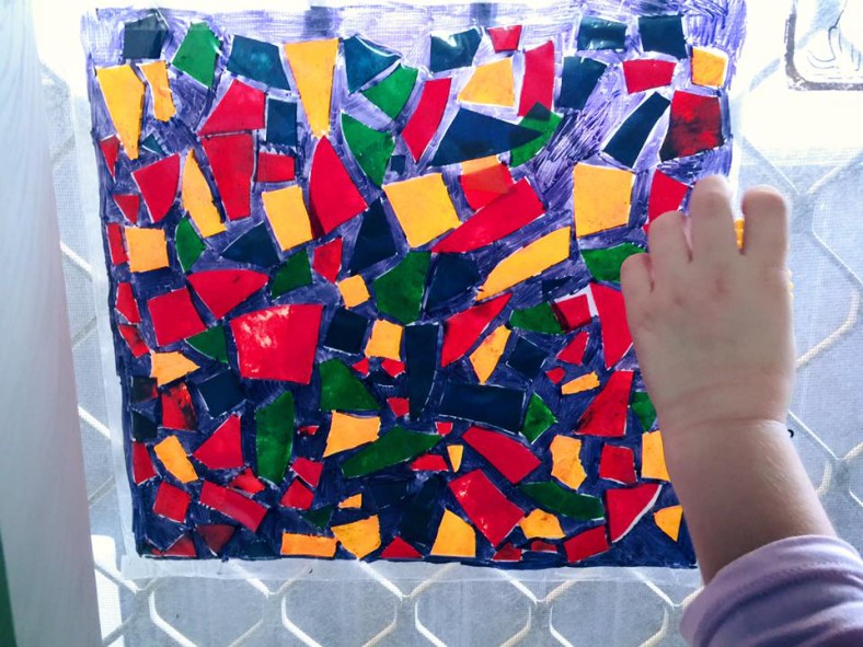 Kid Craft: Stained Glass Pasta Window - The Kid Bucket List