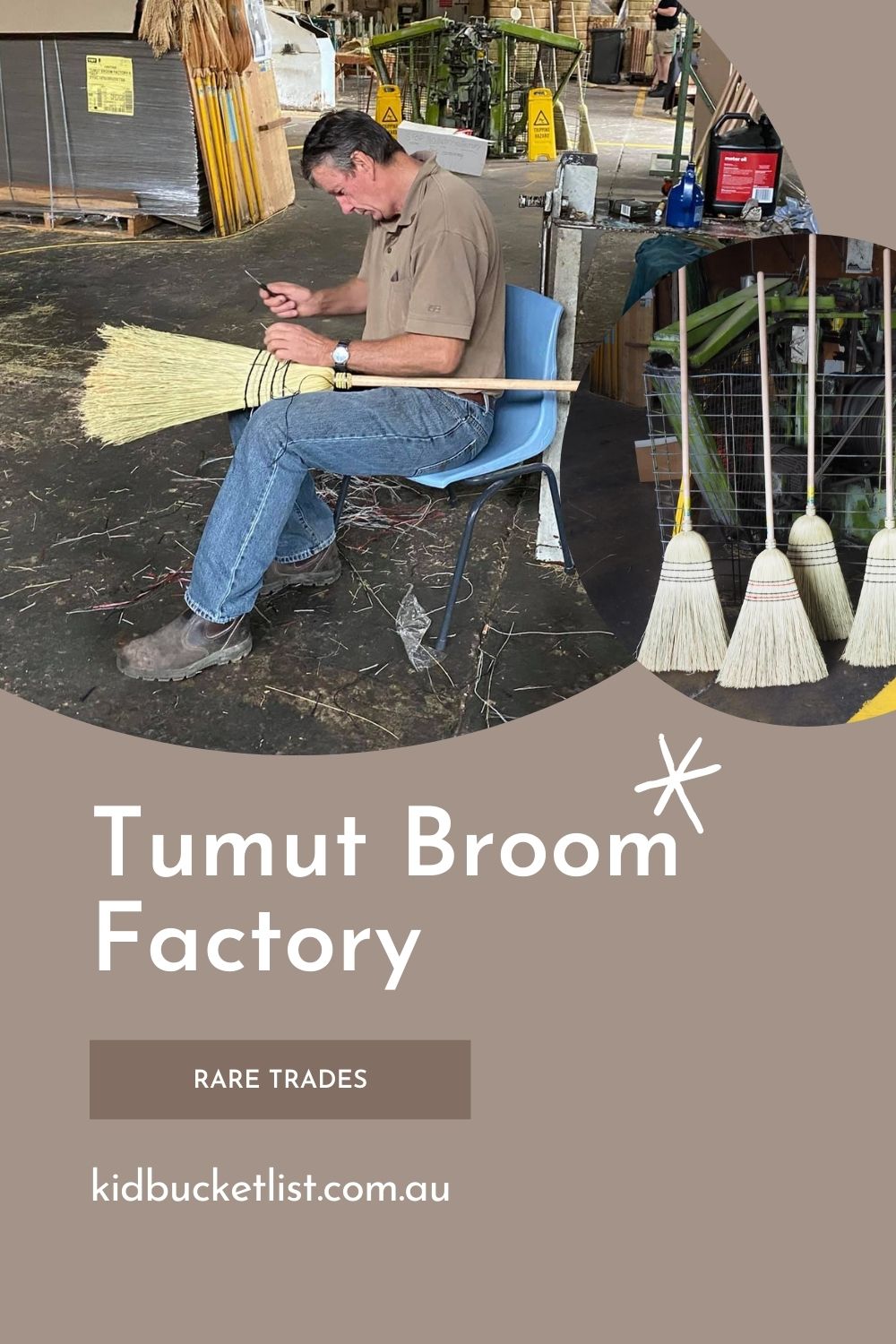 Tumut Broom Factory with kids