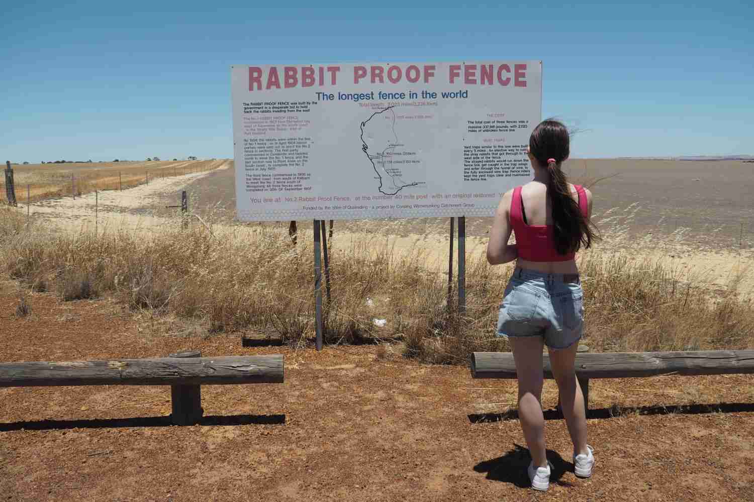 The Rabbit Proof Fence near Corrigan. This image shows the signage