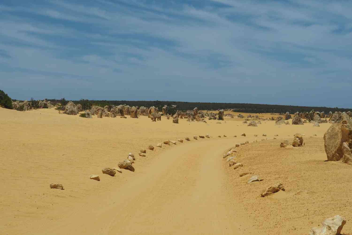 Driving around the Pinnacles Desert. This image shows the road