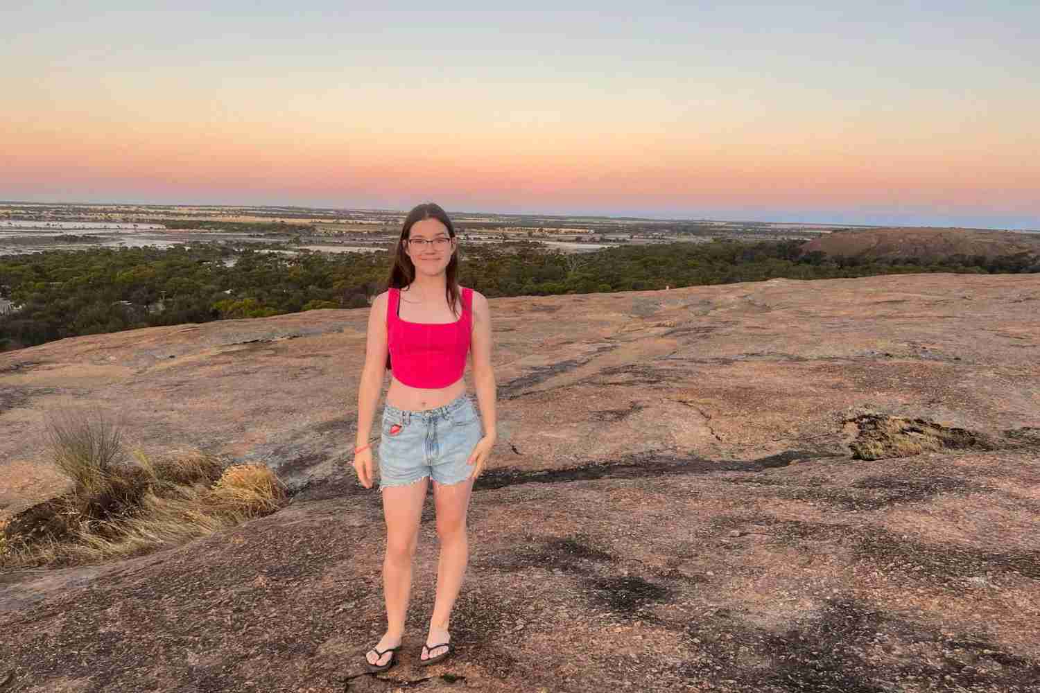 The top of Wave Rock at sunset. Western Australia beauty