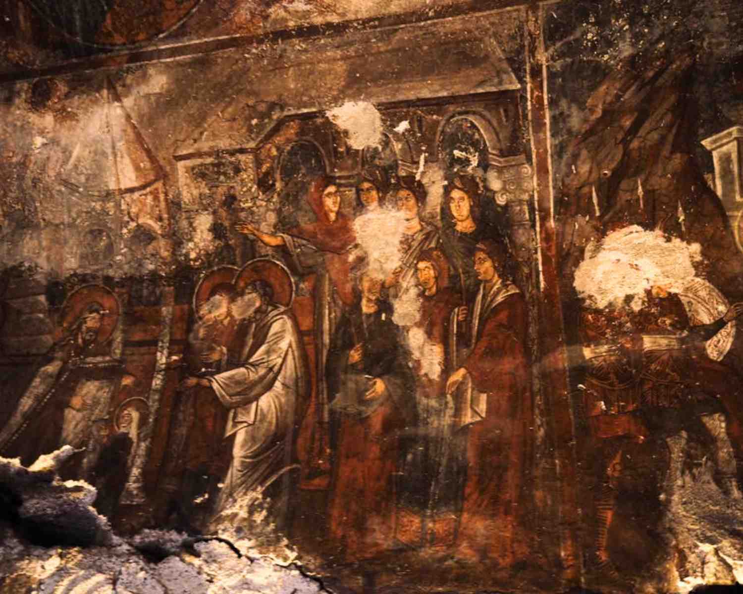 Middle Ages religious frescoes