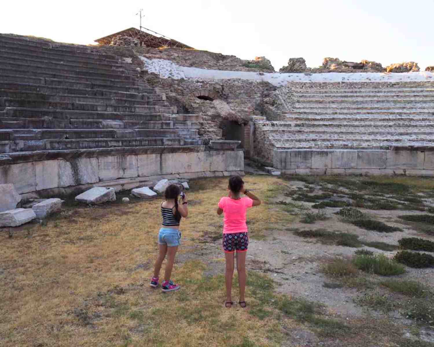 Exploring the Stobi ruins with kids in Macedonia